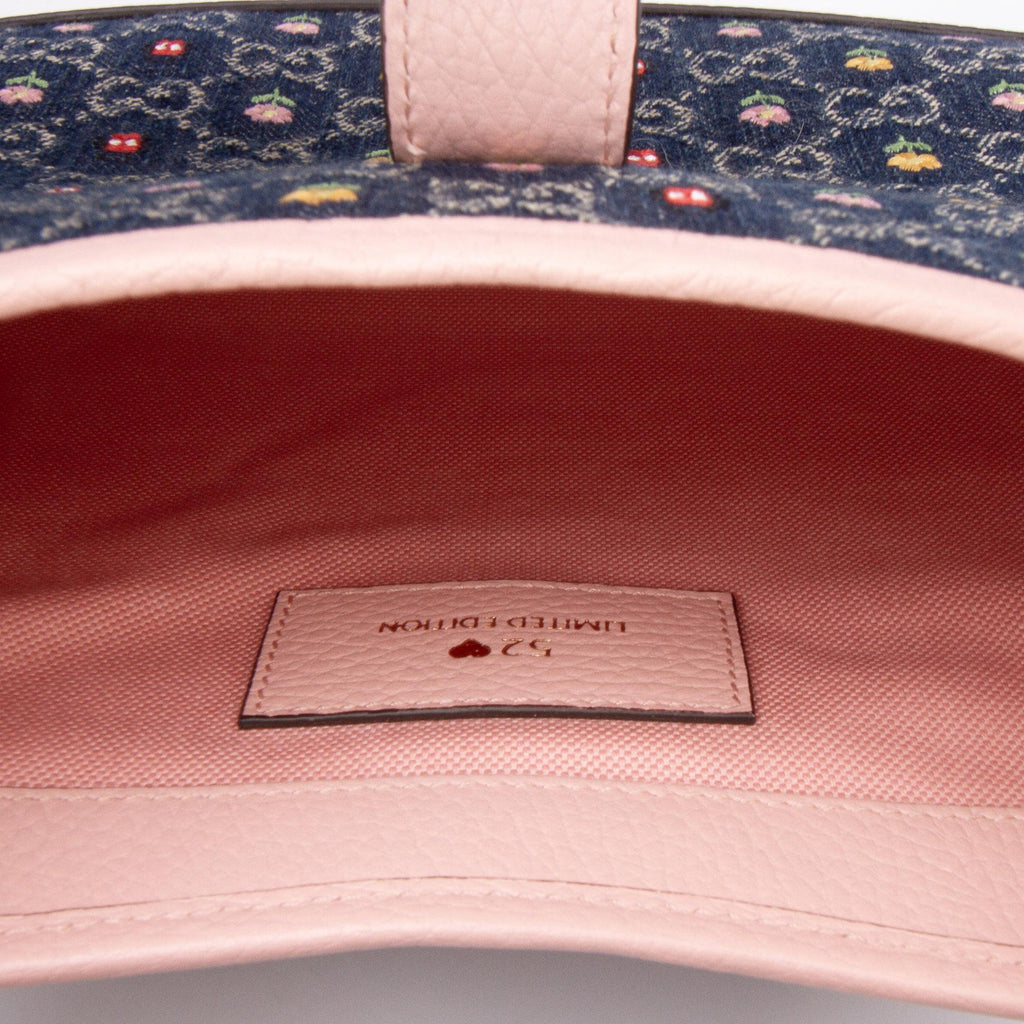 Gucci Limited Edition Small GG Embroidered Denim Floral Jackie 1961 Crossbody