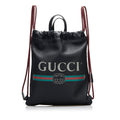 Gucci Logo Drawstring Leather Backpack (SHG-f1YPPC)