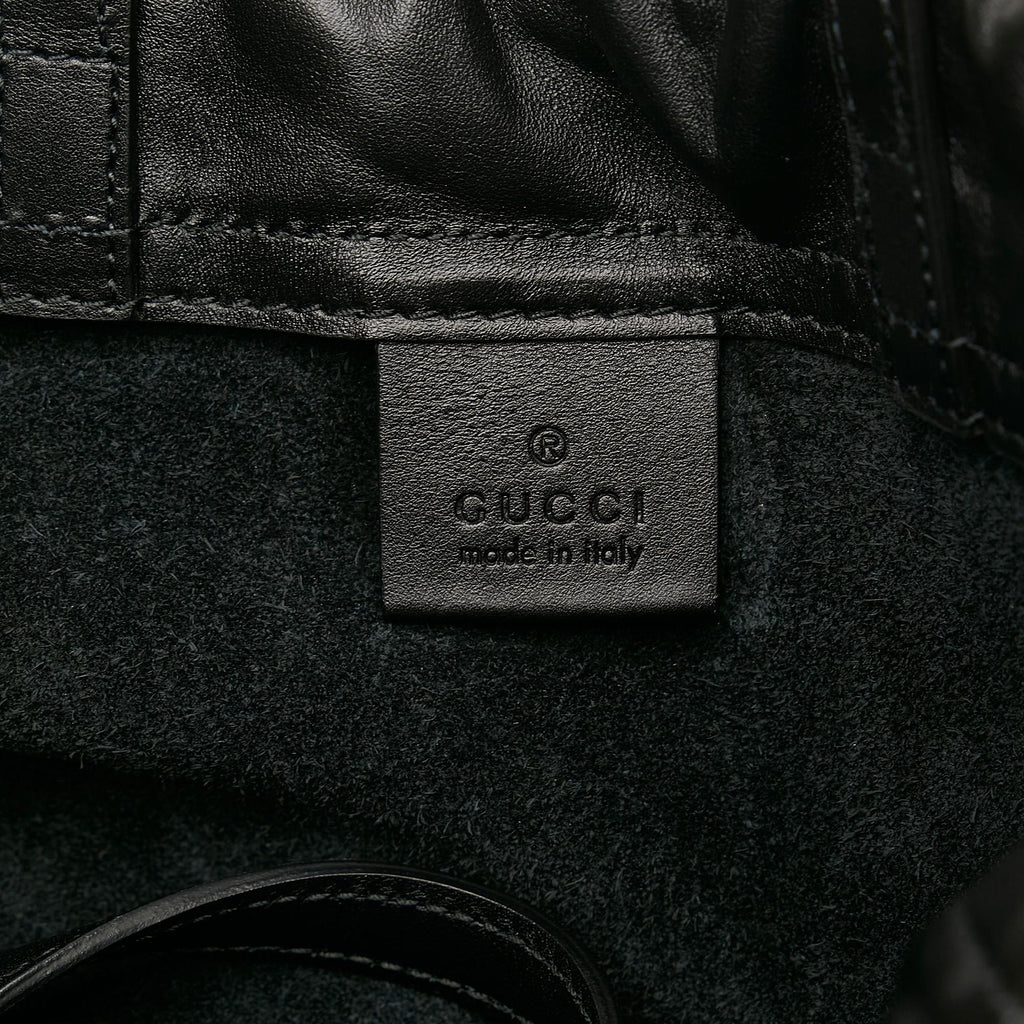 Gucci Logo Drawstring Leather Backpack (SHG-f1YPPC)