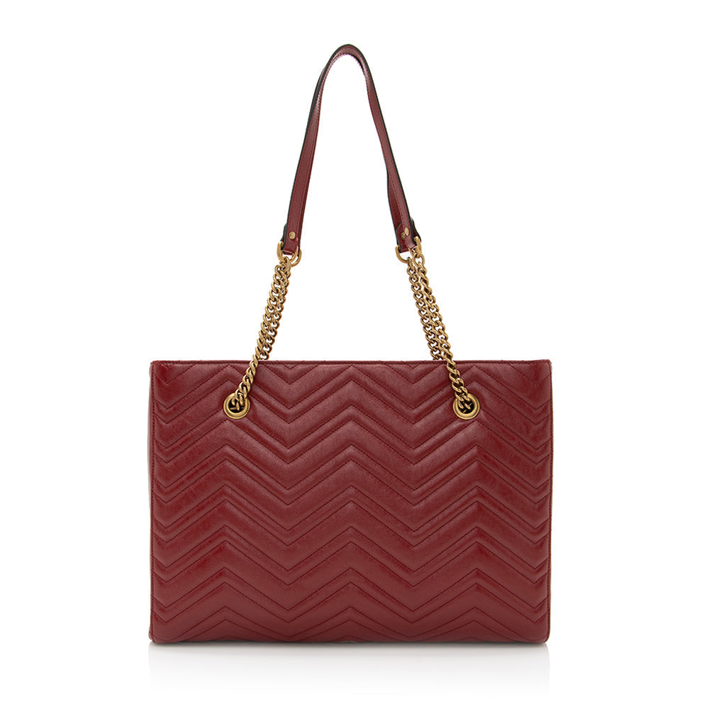 Gucci Matelasse Calfskin Gucci Marmont Medium Chain Tote (SHF-21108)