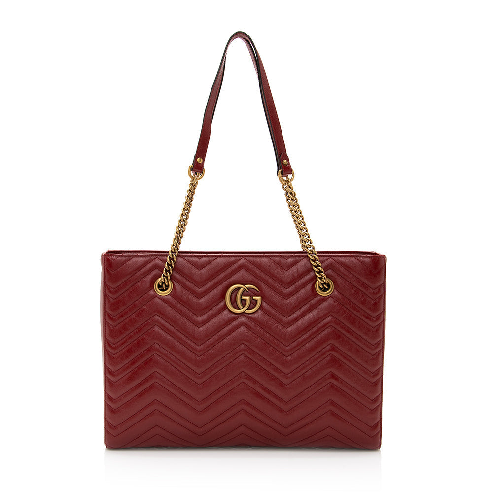 Gucci Matelasse Calfskin Gucci Marmont Medium Chain Tote (SHF-21108)