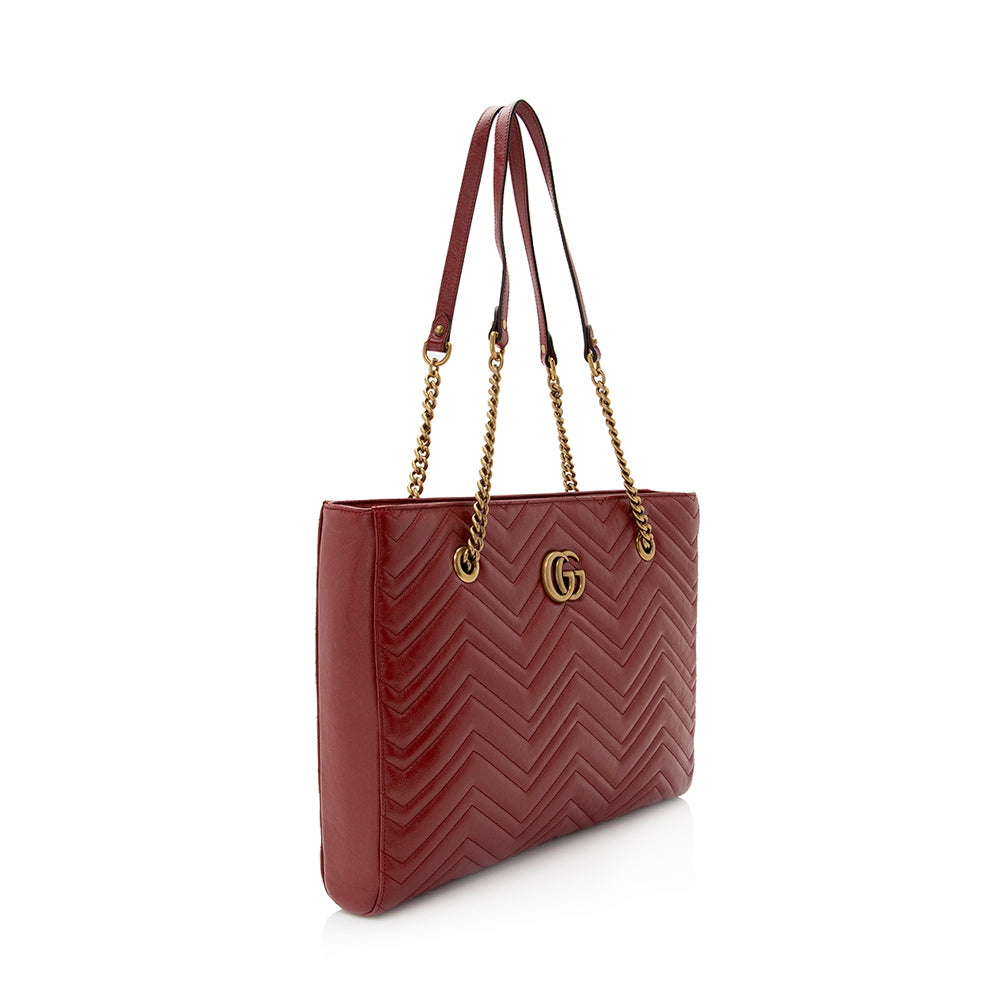 Gucci Matelasse Calfskin Gucci Marmont Medium Chain Tote (SHF-21108)