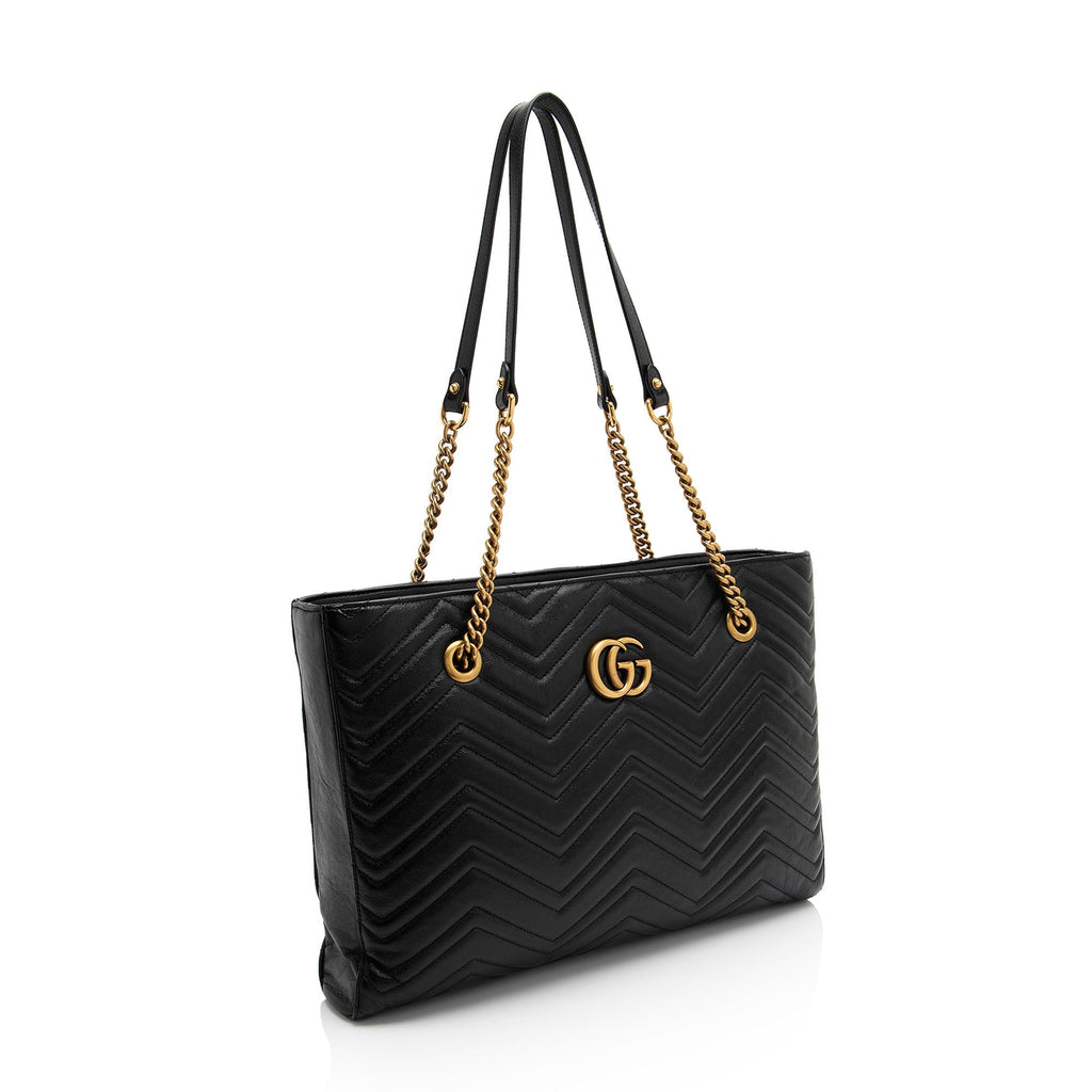 Gucci Matelasse Calfskin GG Marmont Medium Chain Tote