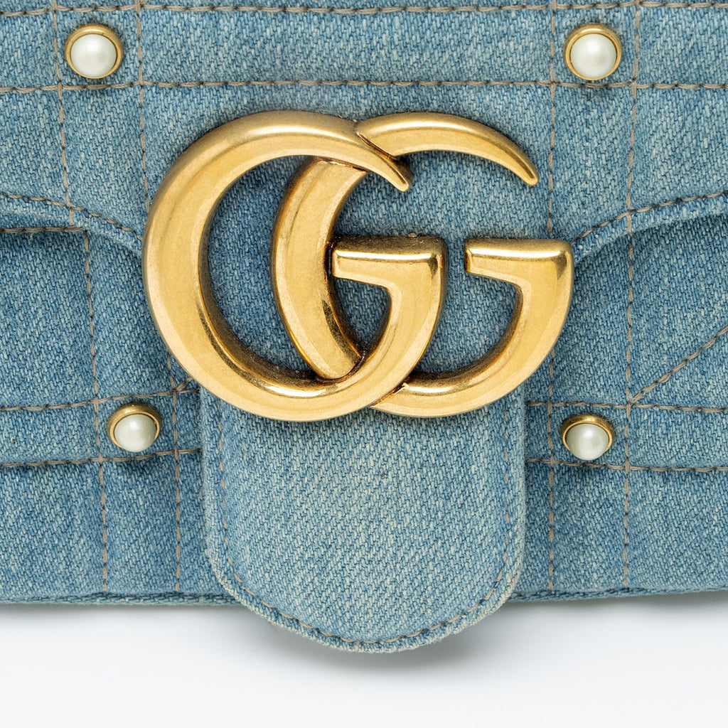 Gucci Matelasse DLBim Pearl GG Marmont Medium Flap Bag