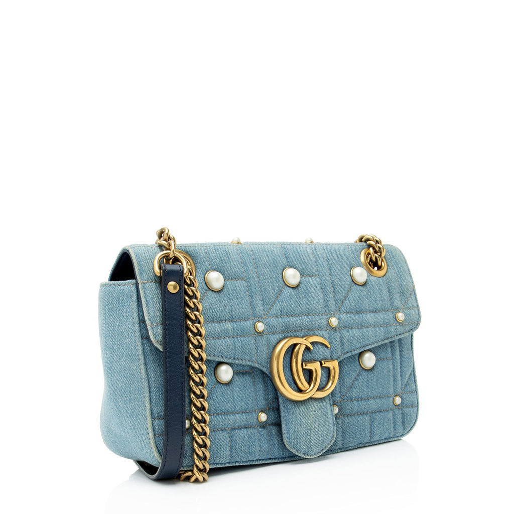 Gucci Matelasse DLBim Pearl GG Marmont Medium Flap Bag