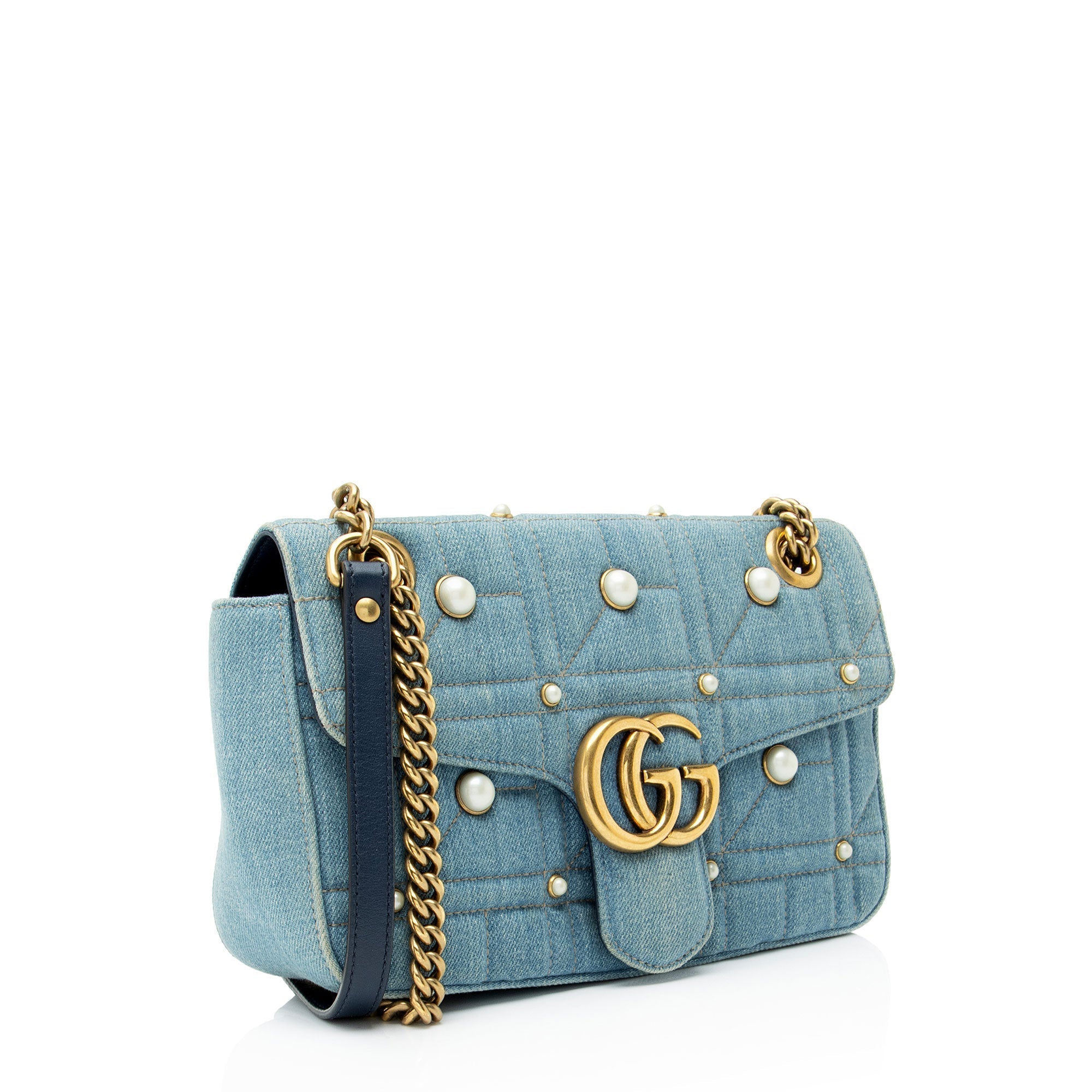 Gucci Matelasse DLBim Pearl GG Marmont Medium Flap Bag