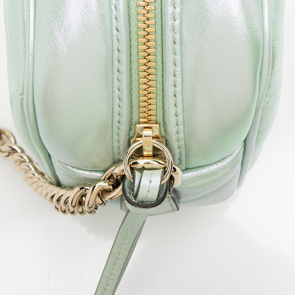 Gucci Iridescent Chevron Matelasse Leather GG Marmont Small Camera Bag