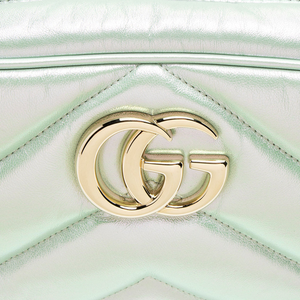 Gucci Iridescent Chevron Matelasse Leather GG Marmont Small Camera Bag