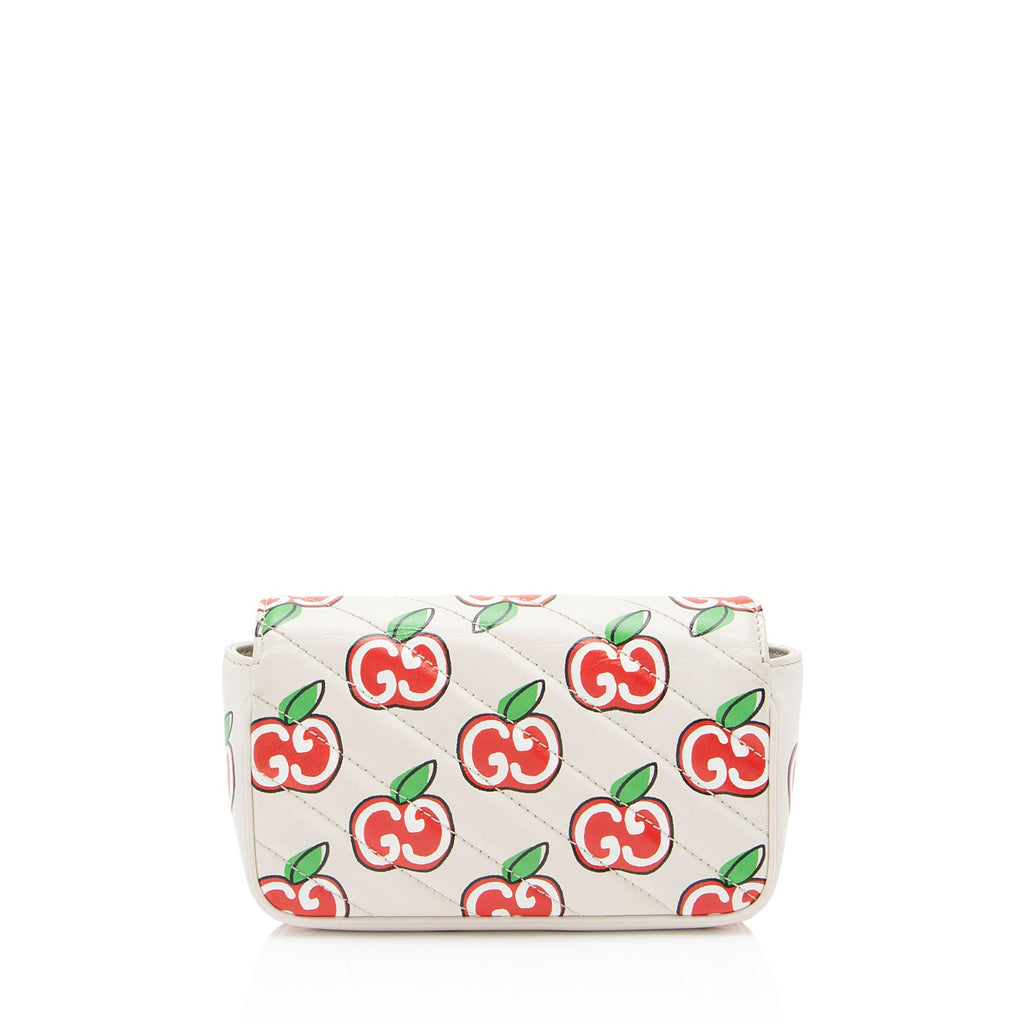 Gucci Matelasse Leather Apple GG Marmont Mini Flap Bag