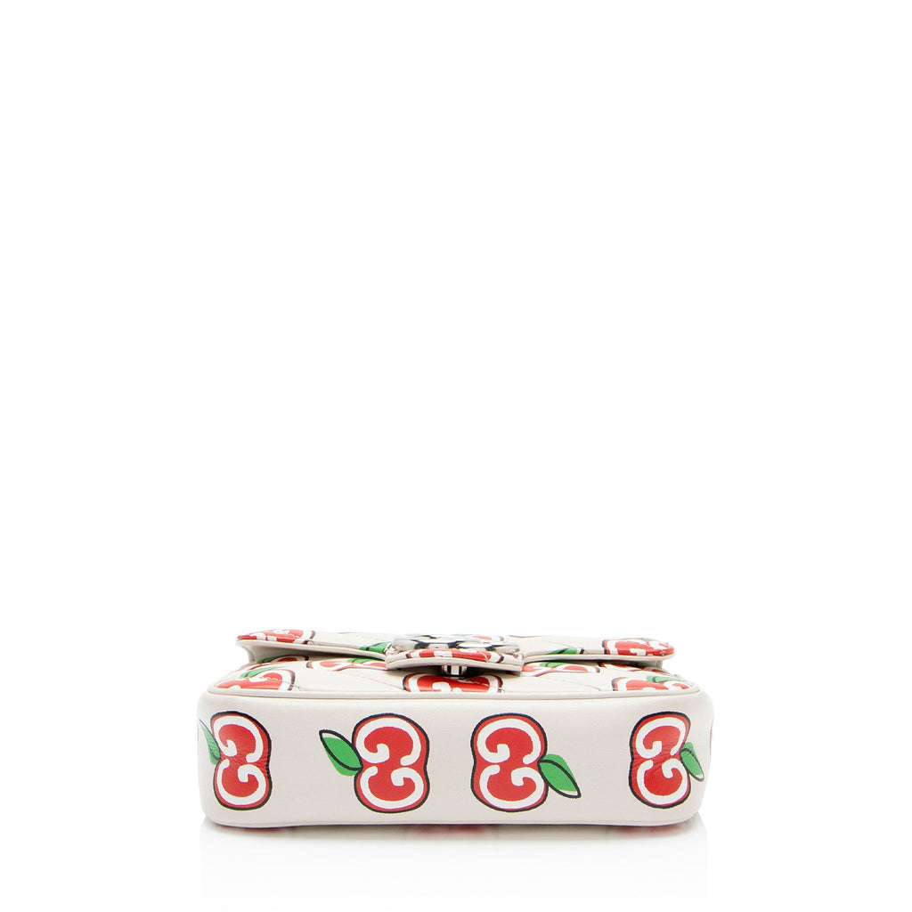 Gucci Matelasse Leather Apple GG Marmont Mini Flap Bag