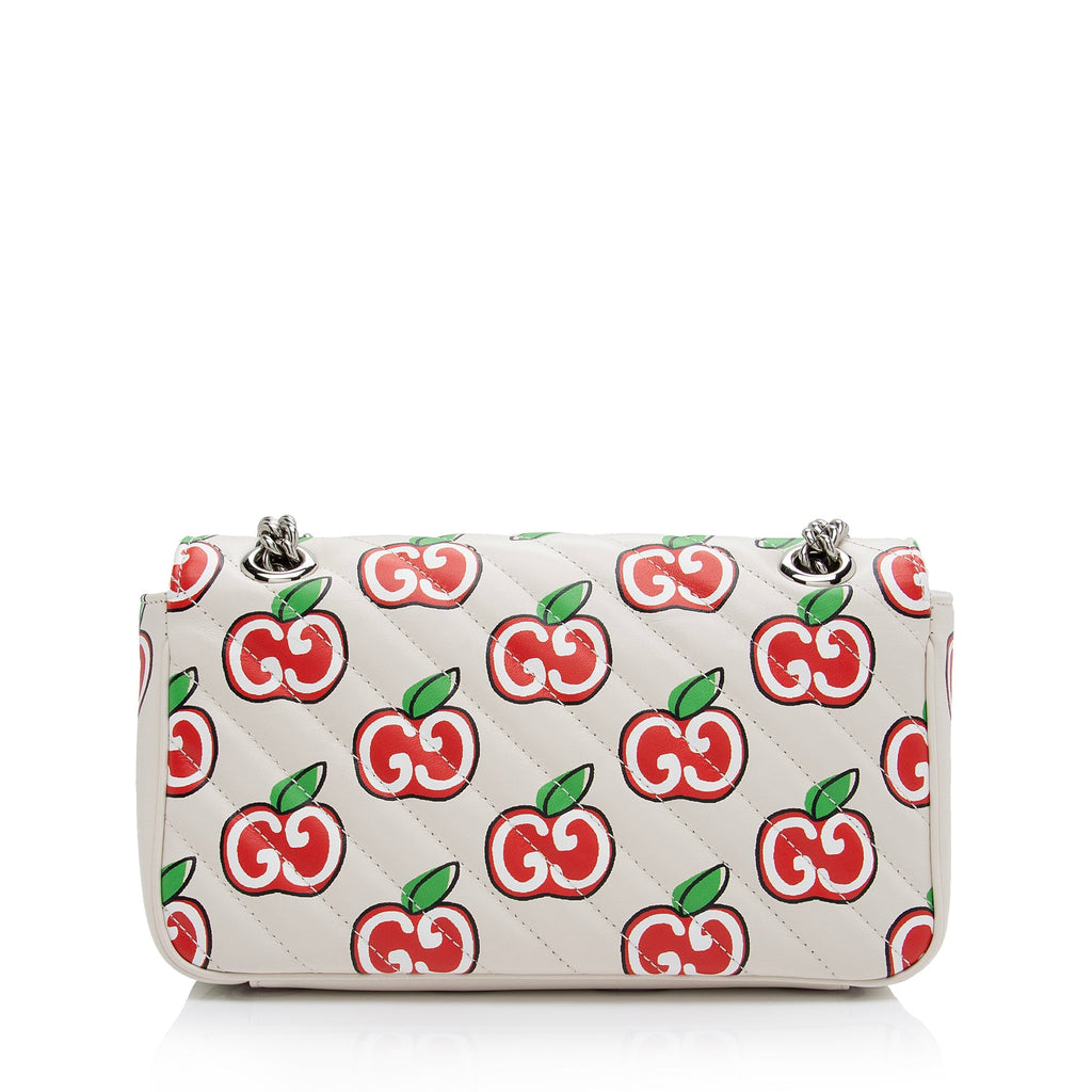 Gucci Matelasse Leather Apple Monogram GG Marmont Small Shoulder Bag (SHF-RyDLUZ)