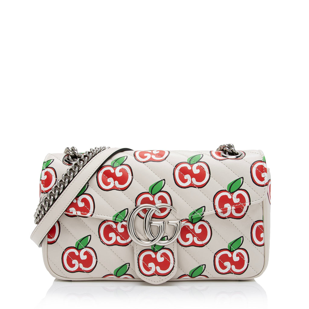 Gucci Matelasse Leather Apple Monogram GG Marmont Small Shoulder Bag (SHF-RyDLUZ)