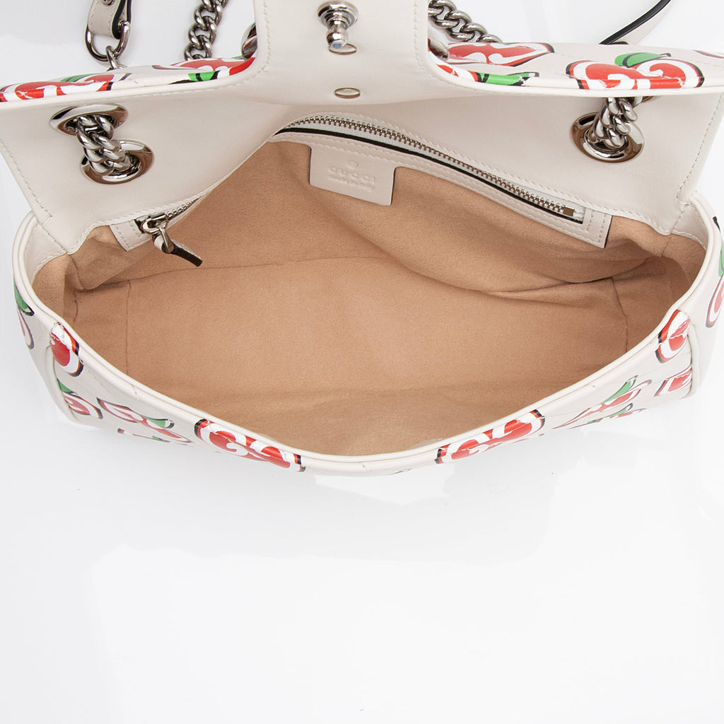 Gucci Matelasse Leather Apple Monogram GG Marmont Small Shoulder Bag (SHF-RyDLUZ)