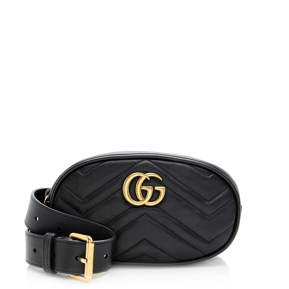 Gucci Matelasse Leather Gucci Marmont Belt Bag - Size 95 (SHF-19377)