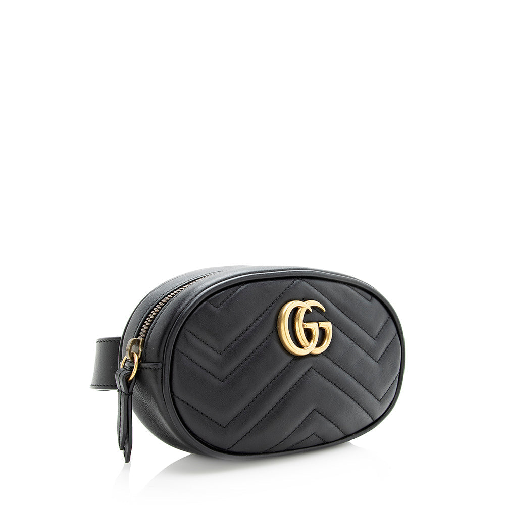 Gucci Matelasse Leather Gucci Marmont Belt Bag - Size 95 (SHF-19377)