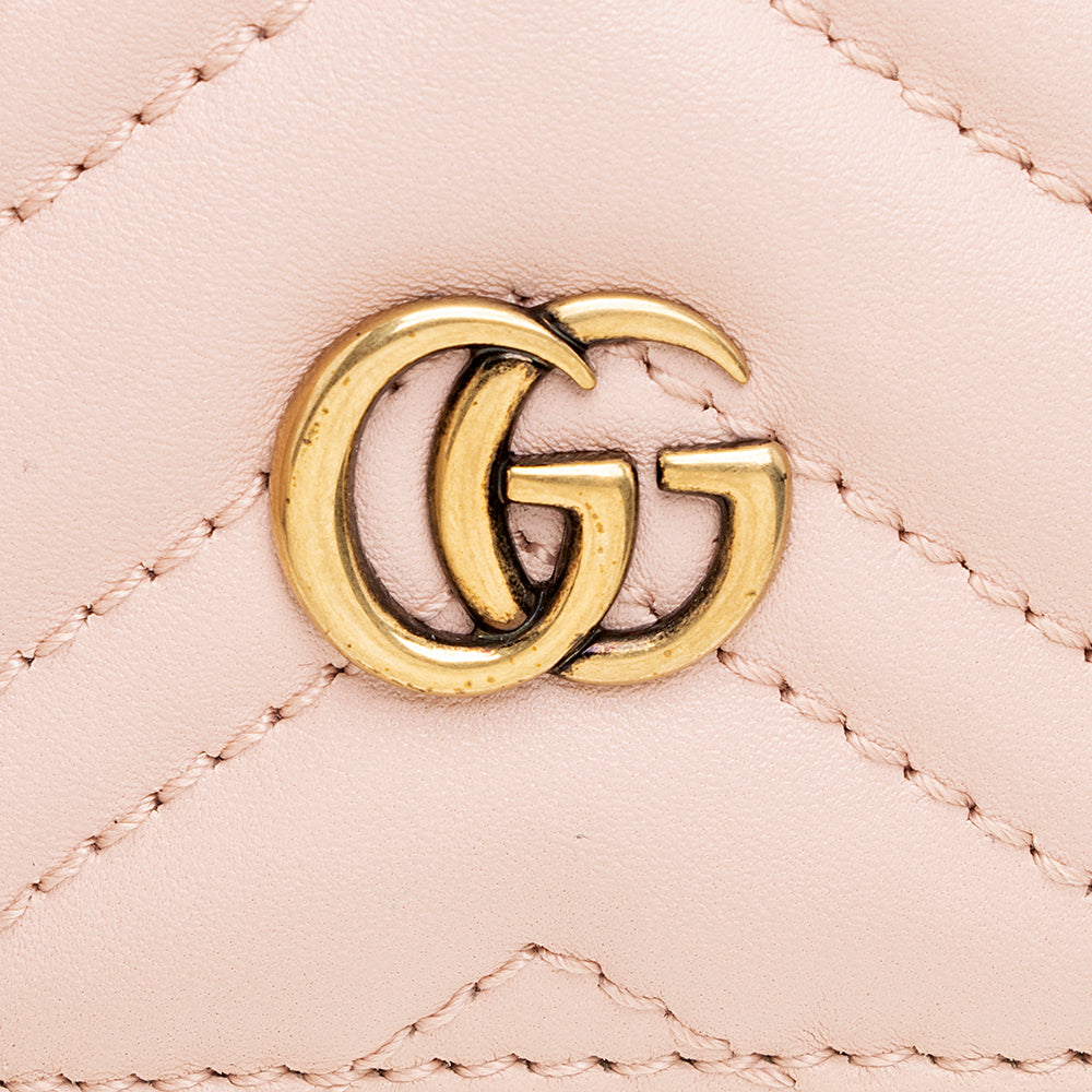 Gucci Matelasse Leather Gucci Marmont Card Case (SHF-19301)