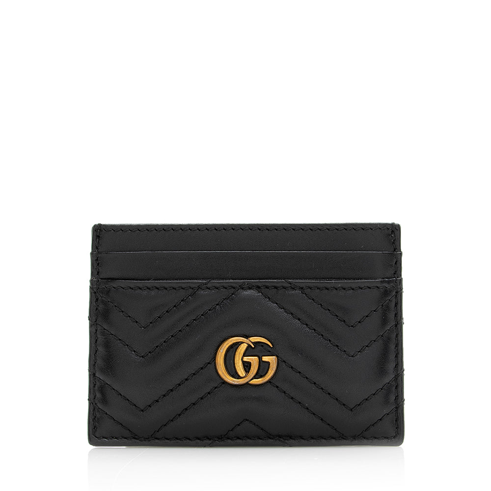 Gucci Matelasse Leather Gucci Marmont Card Case (SHF-20748)