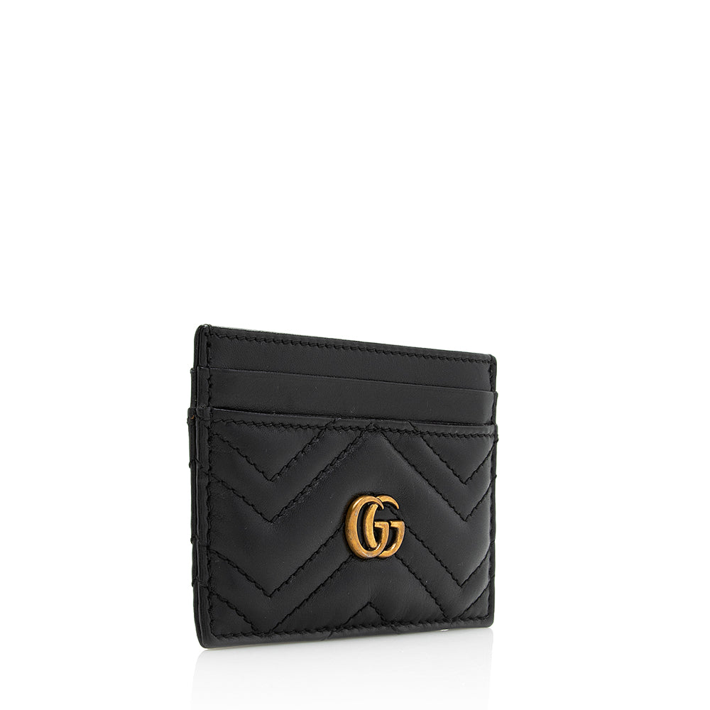 Gucci Matelasse Leather Gucci Marmont Card Case (SHF-20748)