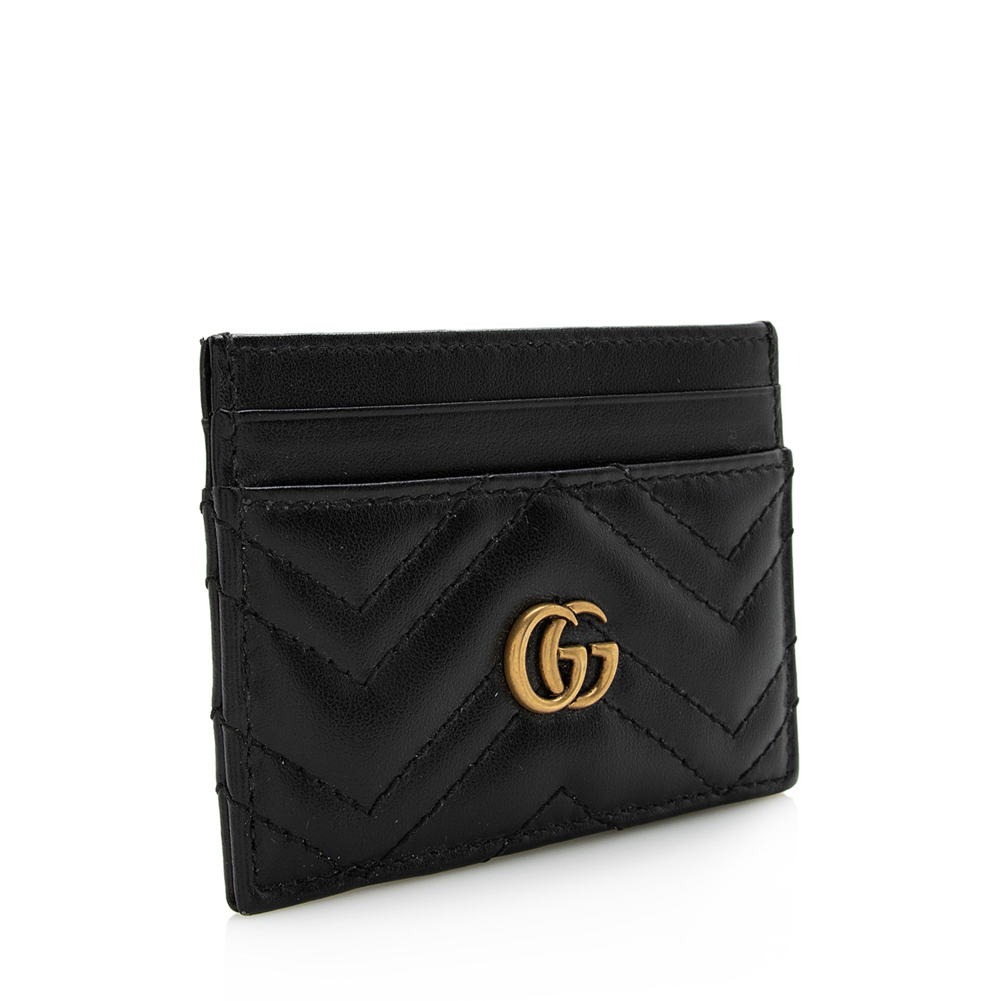 Gucci Matelasse Leather GG Marmont Card Case (SHF-22416)