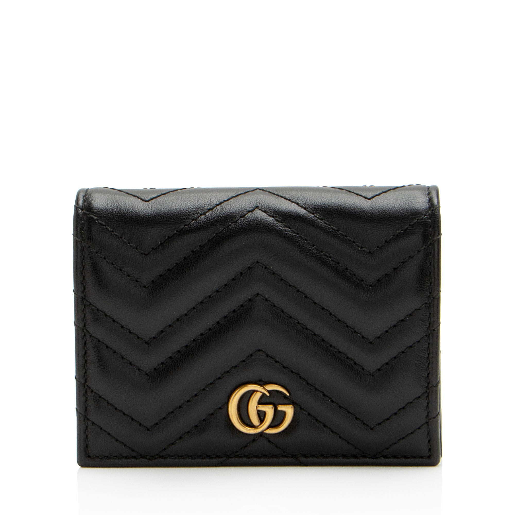 Gucci Matelasse Leather GG Marmont Card Wallet (SHF-vb1hJE)