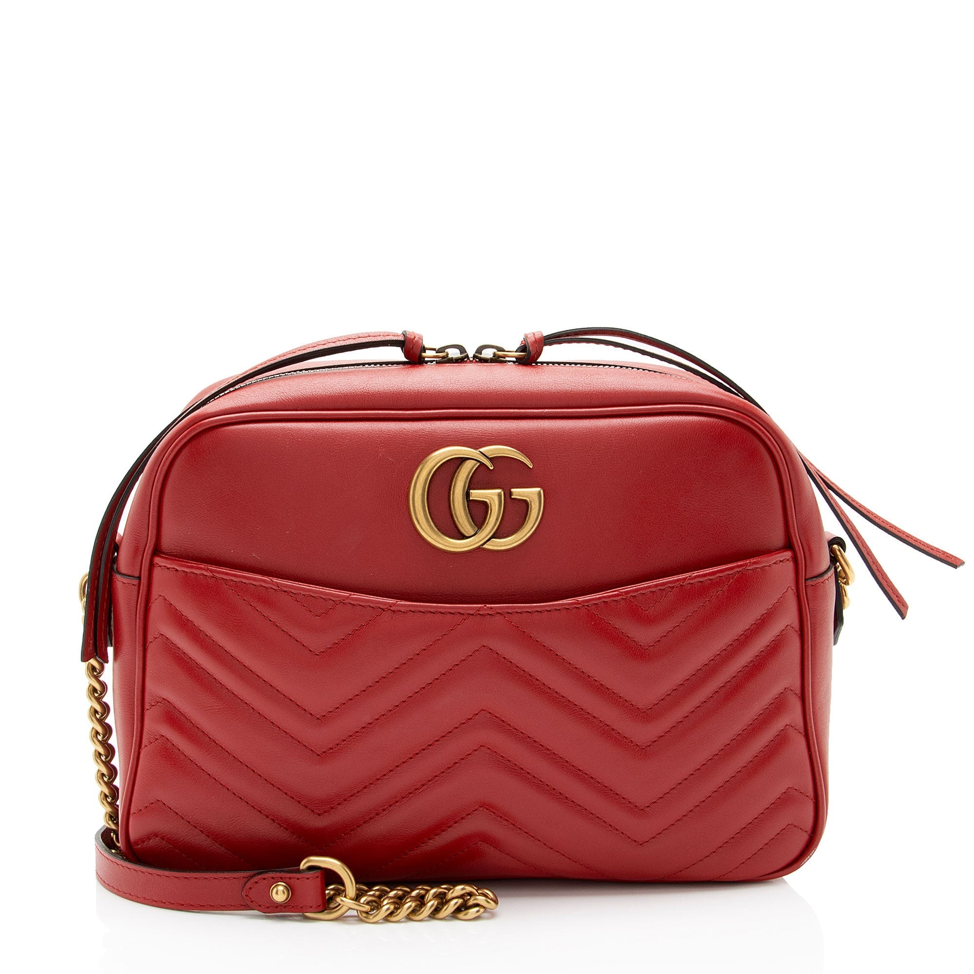 Gucci Matelasse Leather GG Marmont Chain Medium Shoulder Bag (SHF-a9tEkd)