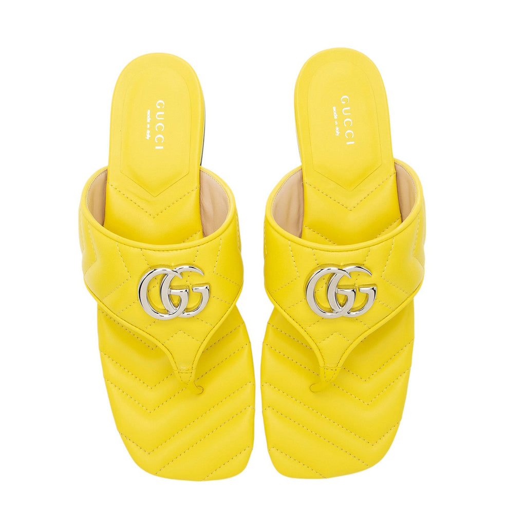 Gucci Matelasse Leather GG Marmont Charlotte Thong Sandals - Size 9 / 39