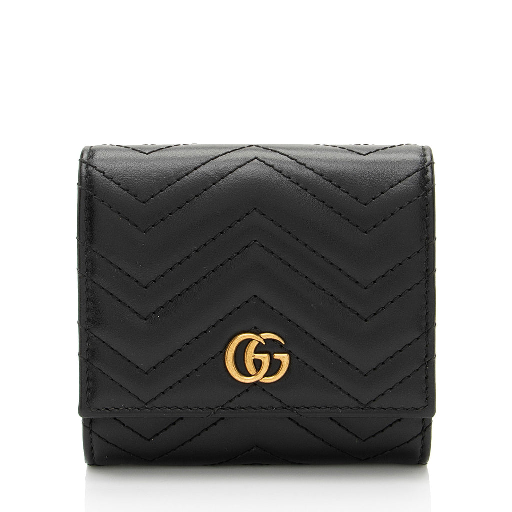 Gucci Matelasse Leather GG Marmont Compact Wallet