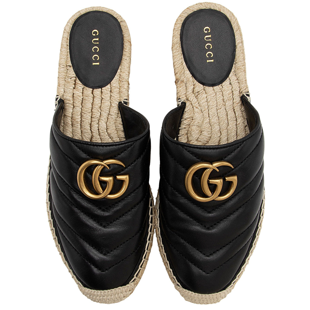 Gucci Matelasse Leather GG Marmont Espadrille Mules - Size 6 / 36 (SHF-GM62mi)