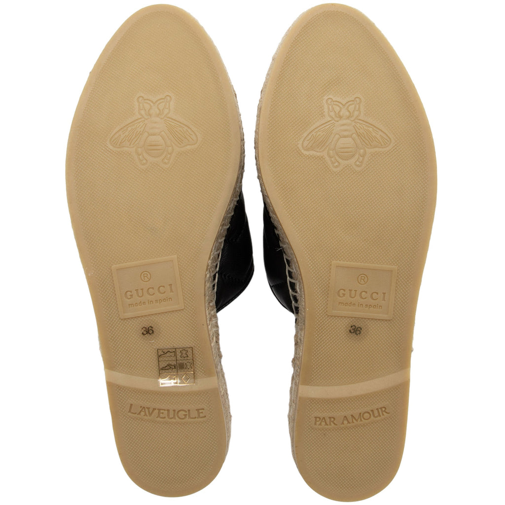 Gucci Matelasse Leather GG Marmont Espadrille Mules - Size 6 / 36 (SHF-GM62mi)