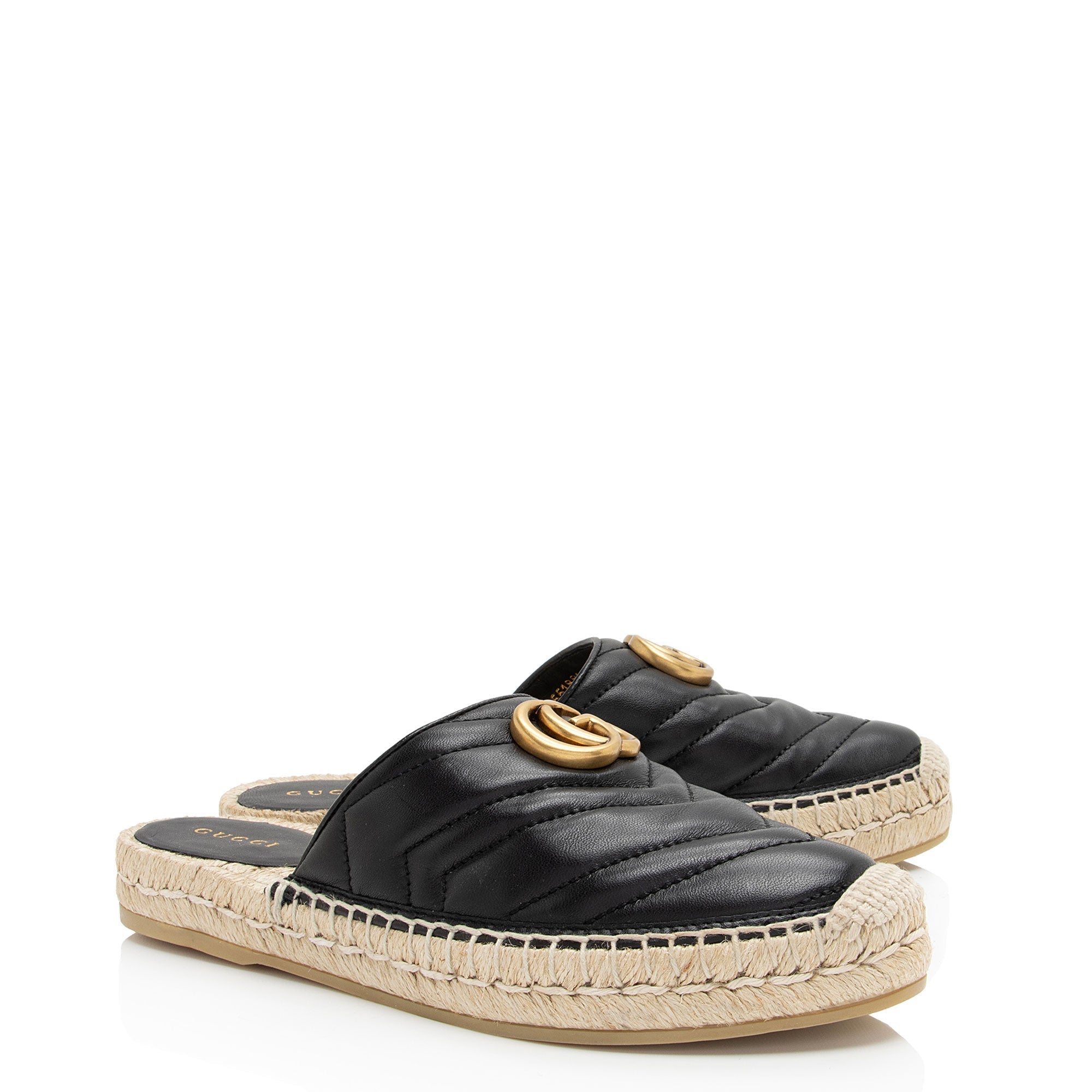 Gucci Matelasse Leather GG Marmont Espadrille Mules - Size 6 / 36 (SHF-GM62mi)