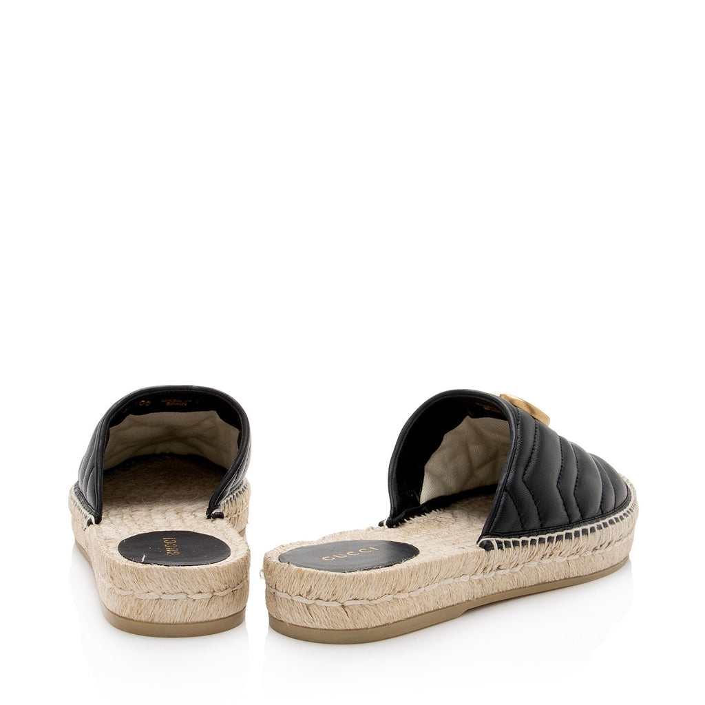 Gucci Matelasse Leather GG Marmont Espadrille Mules - Size 9 / 39 (SHF-kmOrCD)