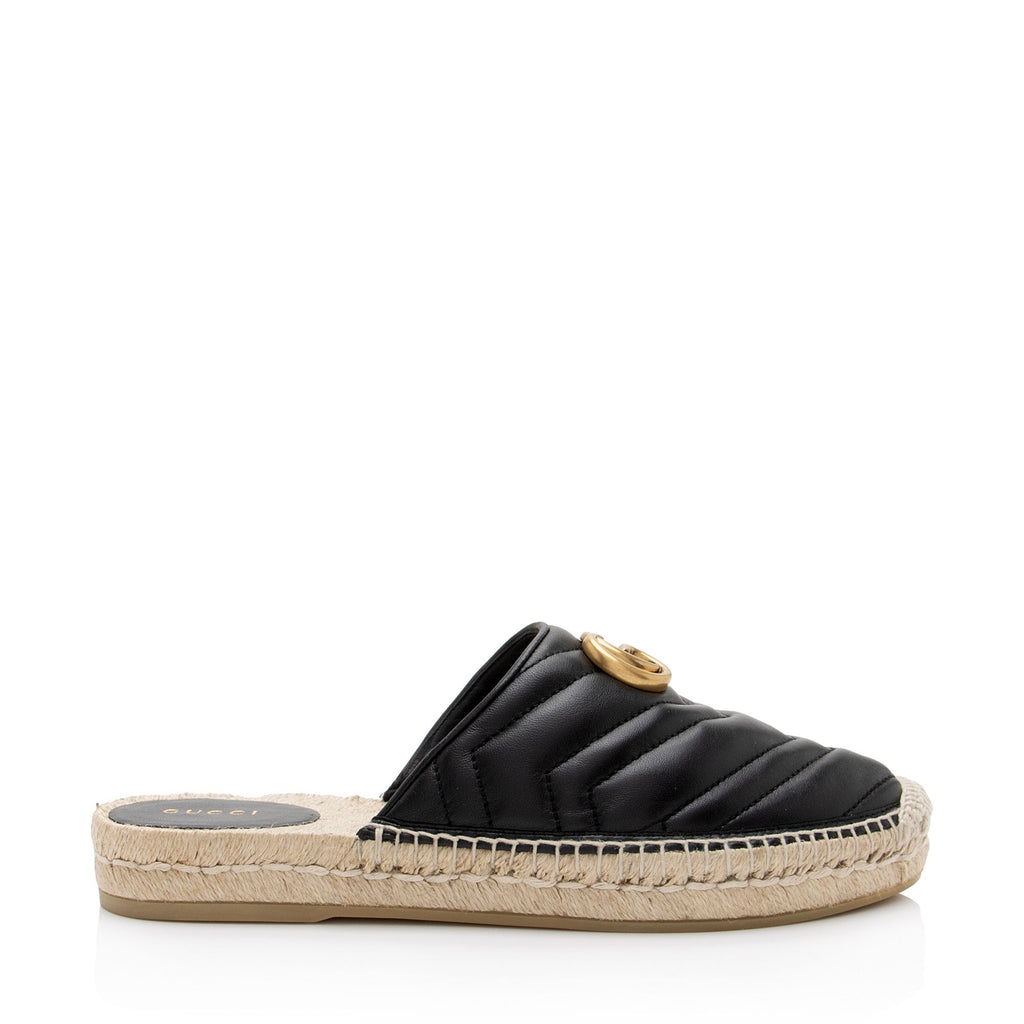 Gucci Matelasse Leather GG Marmont Espadrille Mules - Size 9 / 39 (SHF-kmOrCD)