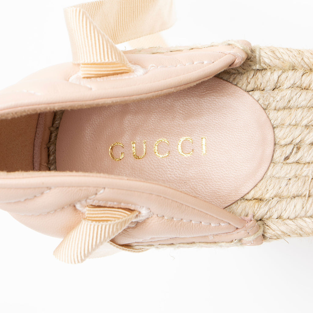 Gucci Matelasse Leather GG Marmont Espadrille Wedges - Size 7.5 / 37.5