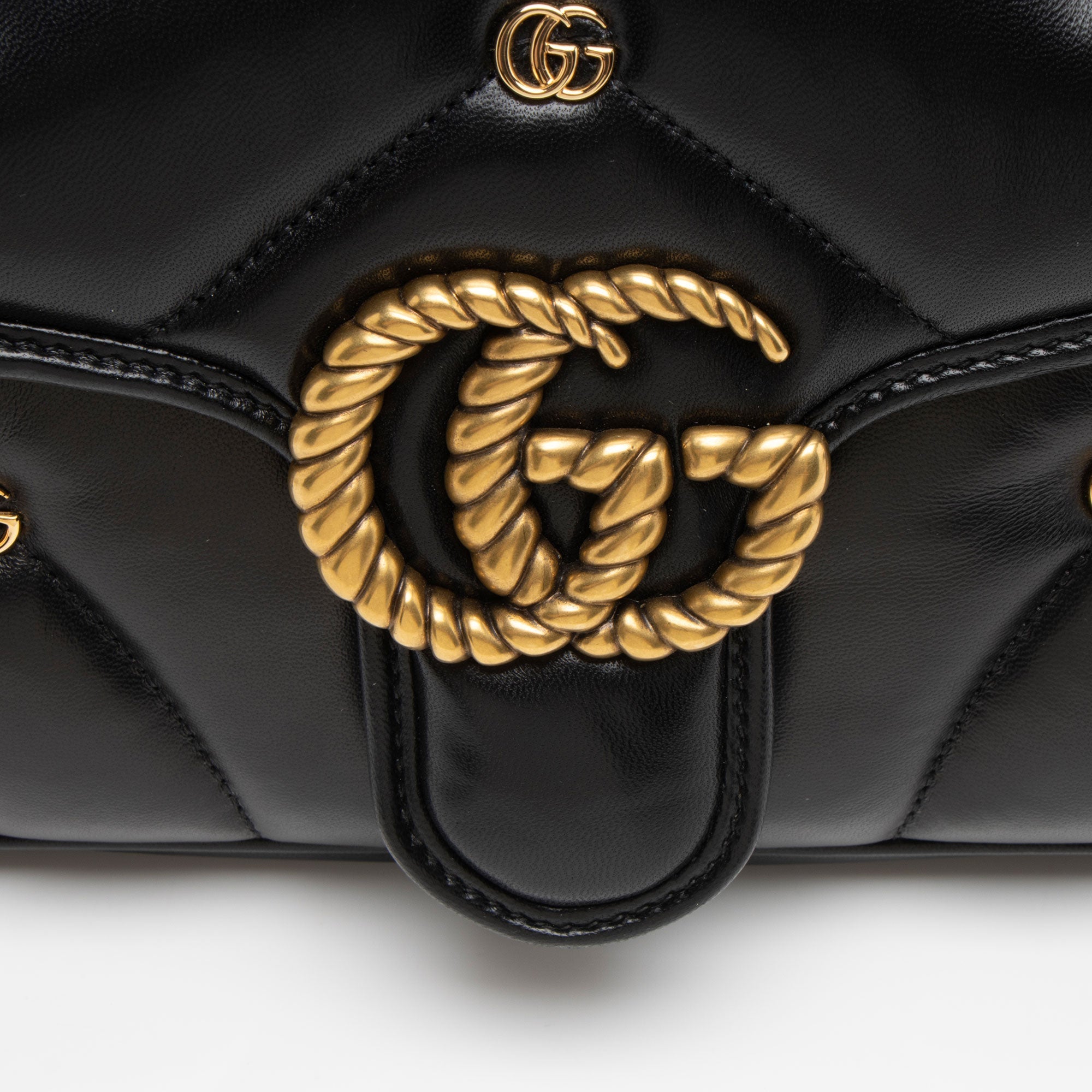 Gucci Matelasse Leather GG Marmont GG Studded Small Flap Bag