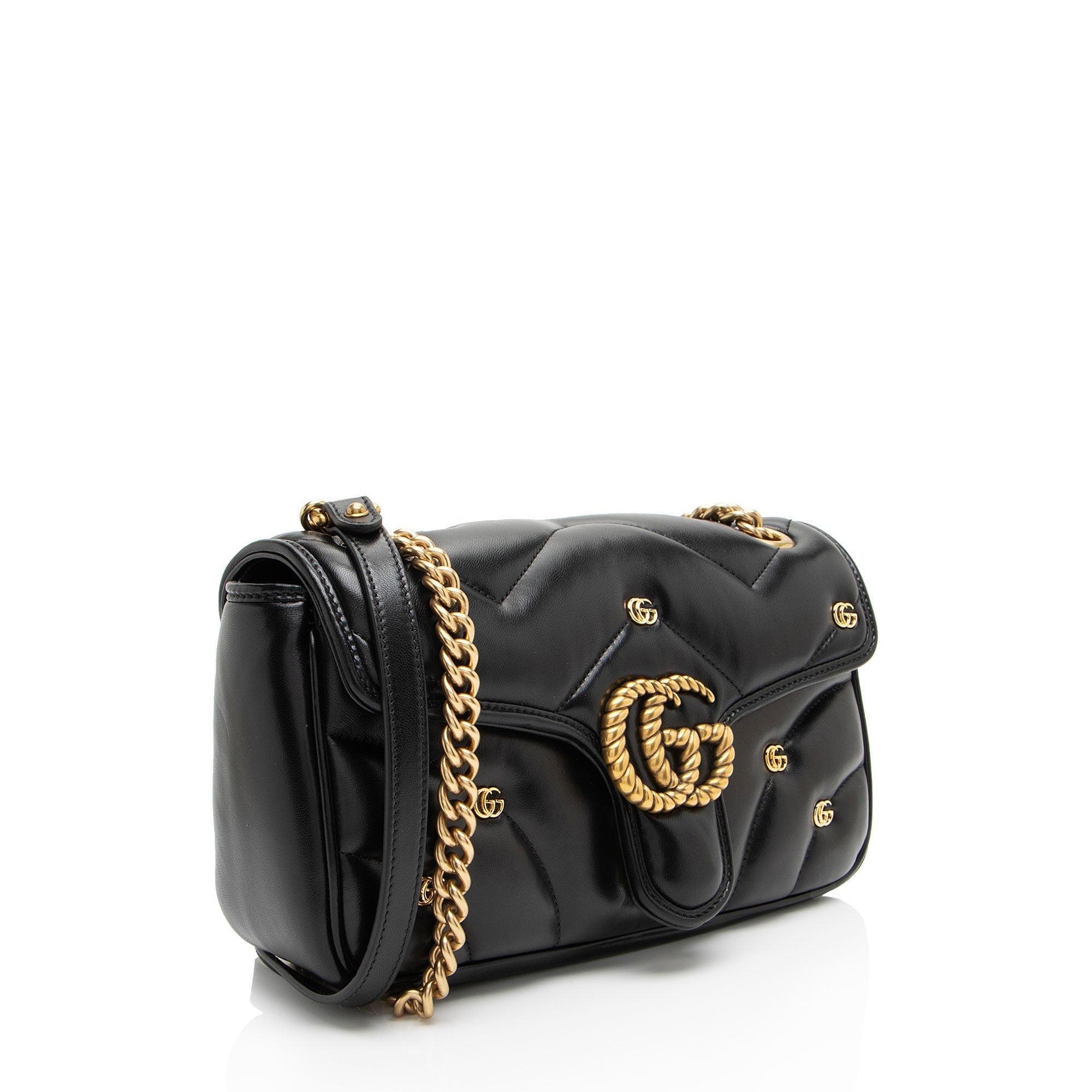Gucci Matelasse Leather GG Marmont GG Studded Small Flap Bag