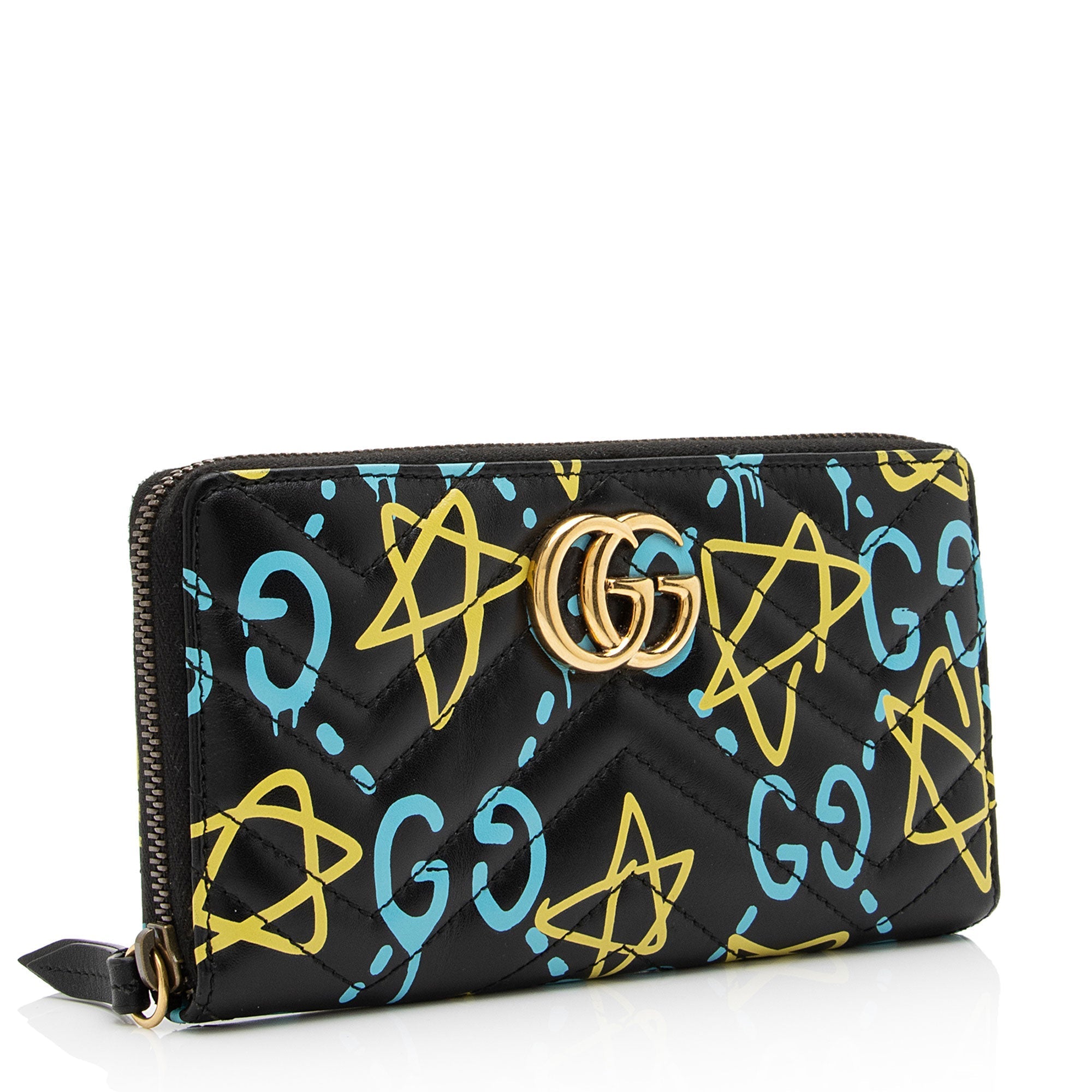 Gucci Matelasse GG Marmont Ghost Zip Around Wallet (SHF-nSlm24)