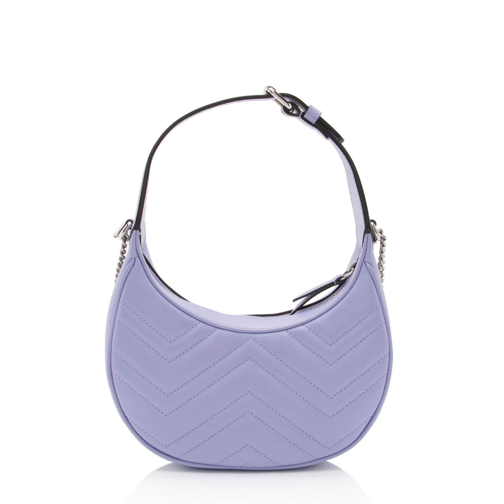 Gucci Matelasse Leather GG Marmont Half Moon Mini Shoulder Bag (SHF-OFIt7E)