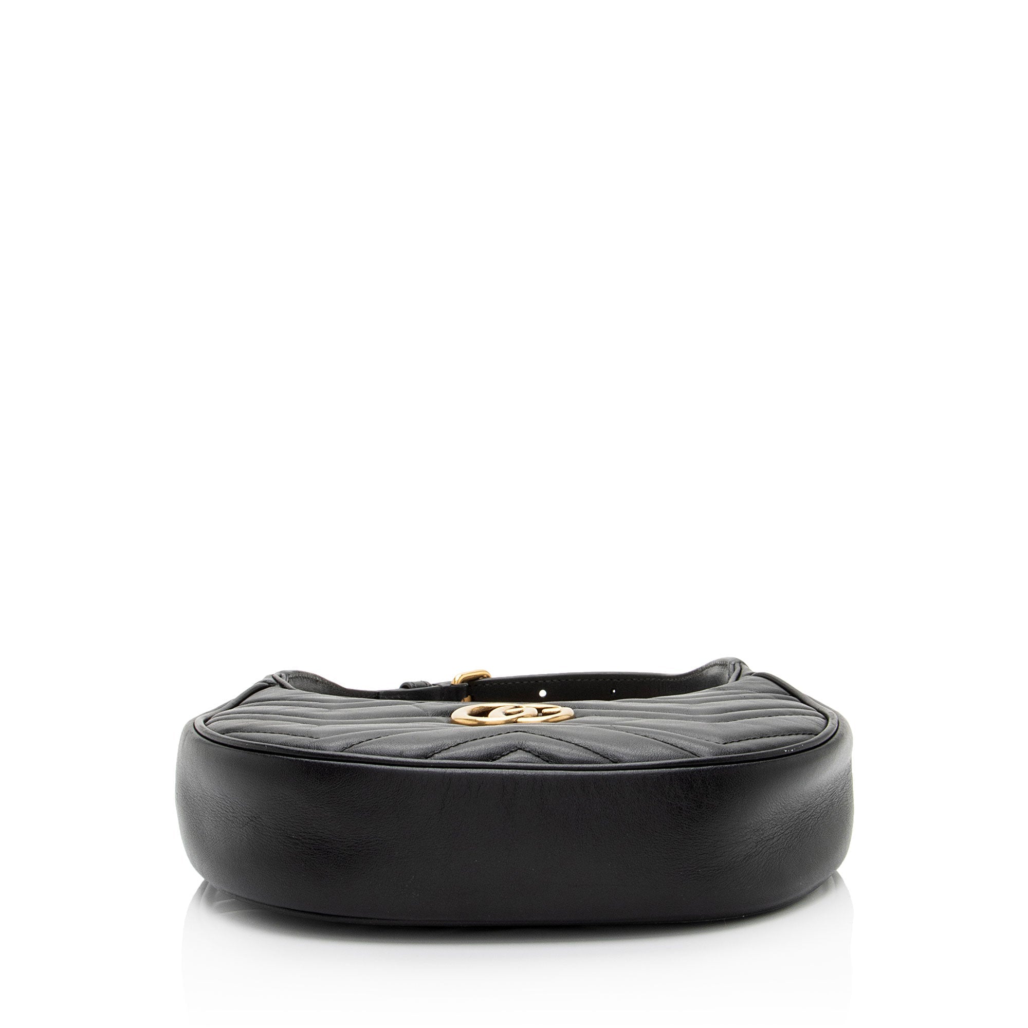 Gucci Matelasse Leather GG Marmont Half Moon Mini Shoulder Bag (SHF-KwqPFJ)