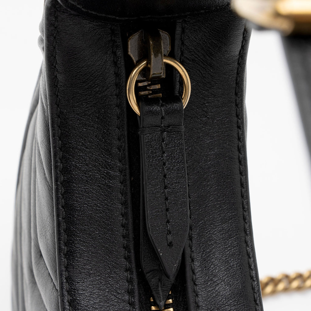 Gucci Matelasse Leather GG Marmont Half Moon Mini Shoulder Bag (SHF-KwqPFJ)