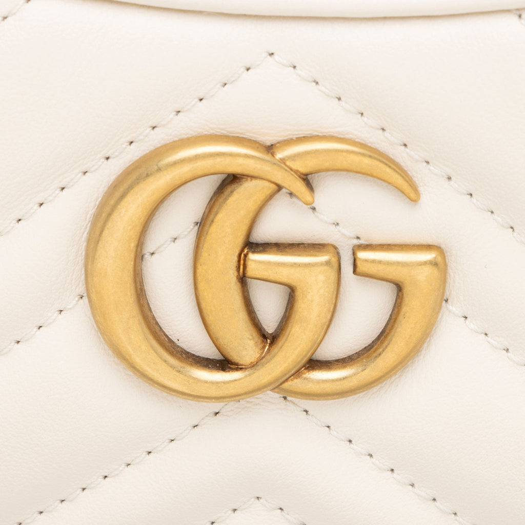 Gucci Matelasse Leather GG Marmont Half Moon Mini Shoulder Bag