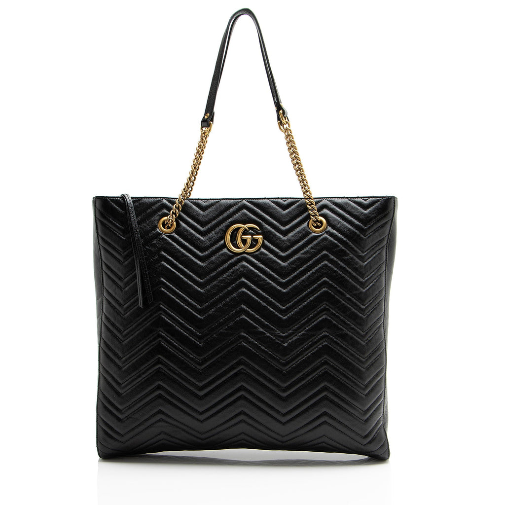 Gucci Matelasse Leather GG Marmont Large Chain Tote