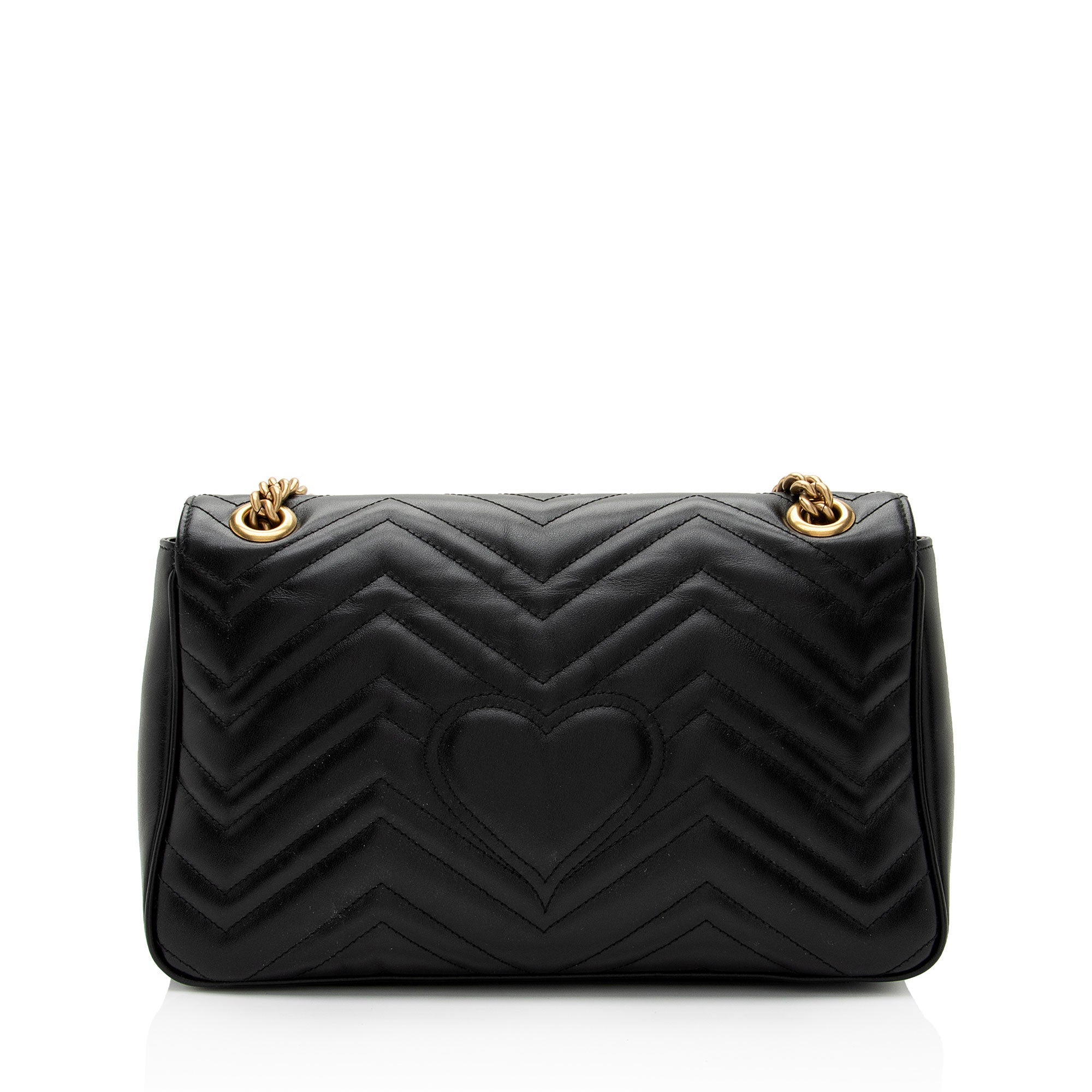 Gucci Matelasse Leather GG Marmont Medium Flap Bag (SHF-maxMO9)