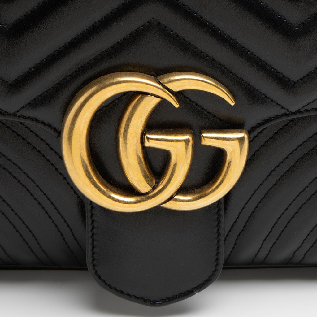 Gucci Matelasse Leather GG Marmont Medium Flap Bag (SHF-d4o6xL)
