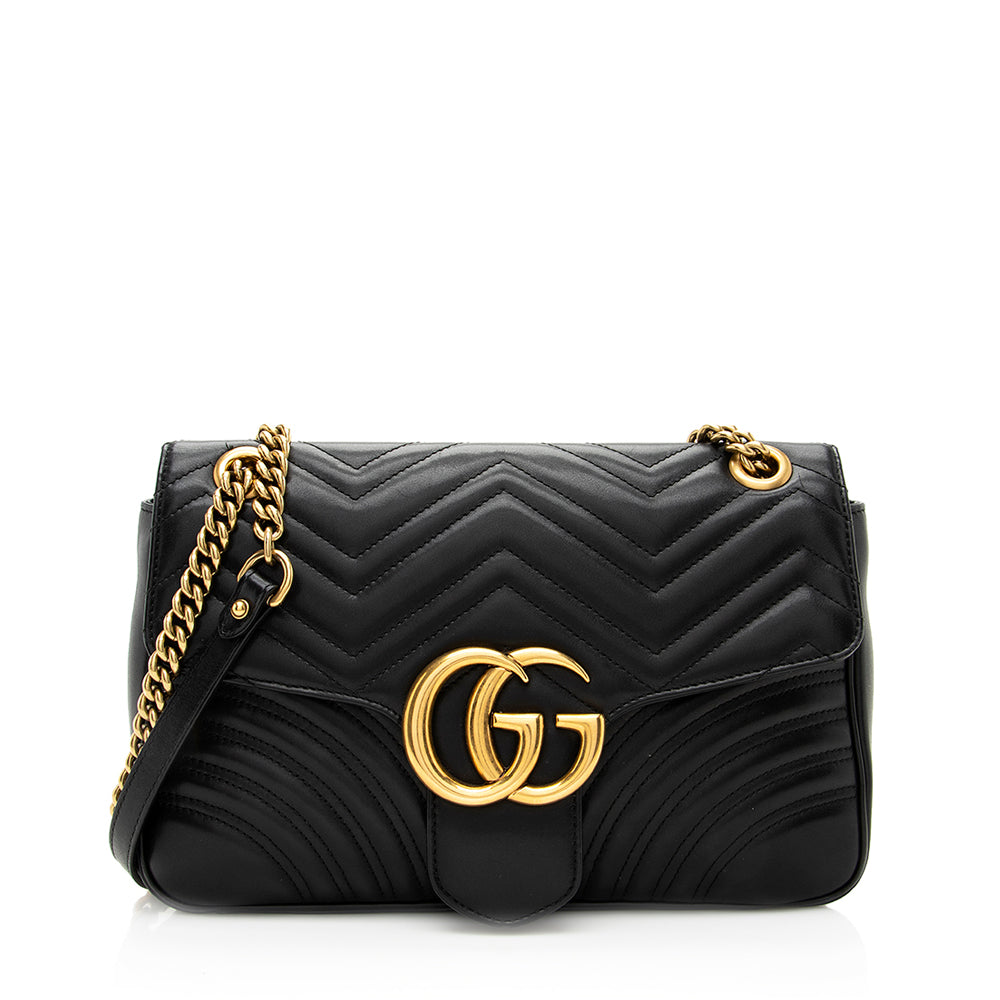 Gucci Matelasse Leather Gucci Marmont Medium Shoulder Bag (SHF-19739)