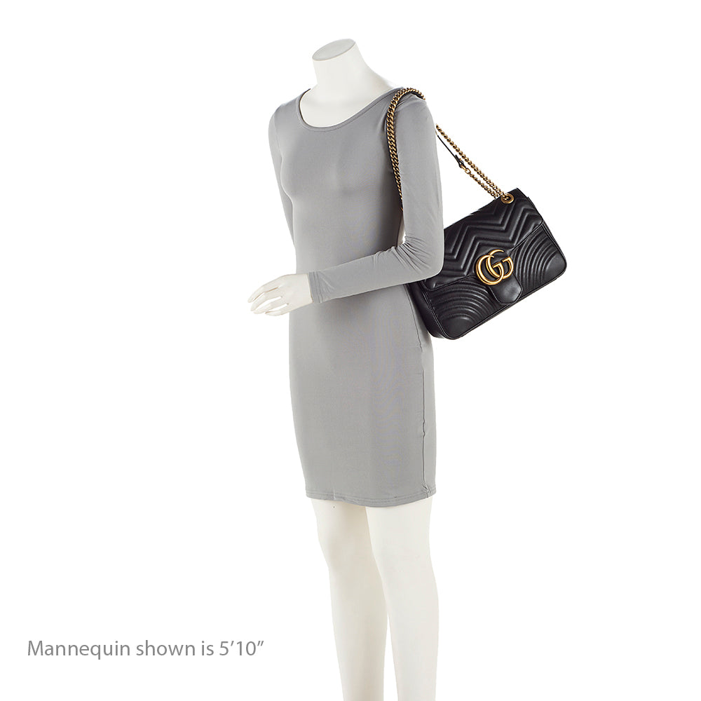 Gucci Matelasse Leather Gucci Marmont Medium Shoulder Bag (SHF-19739)