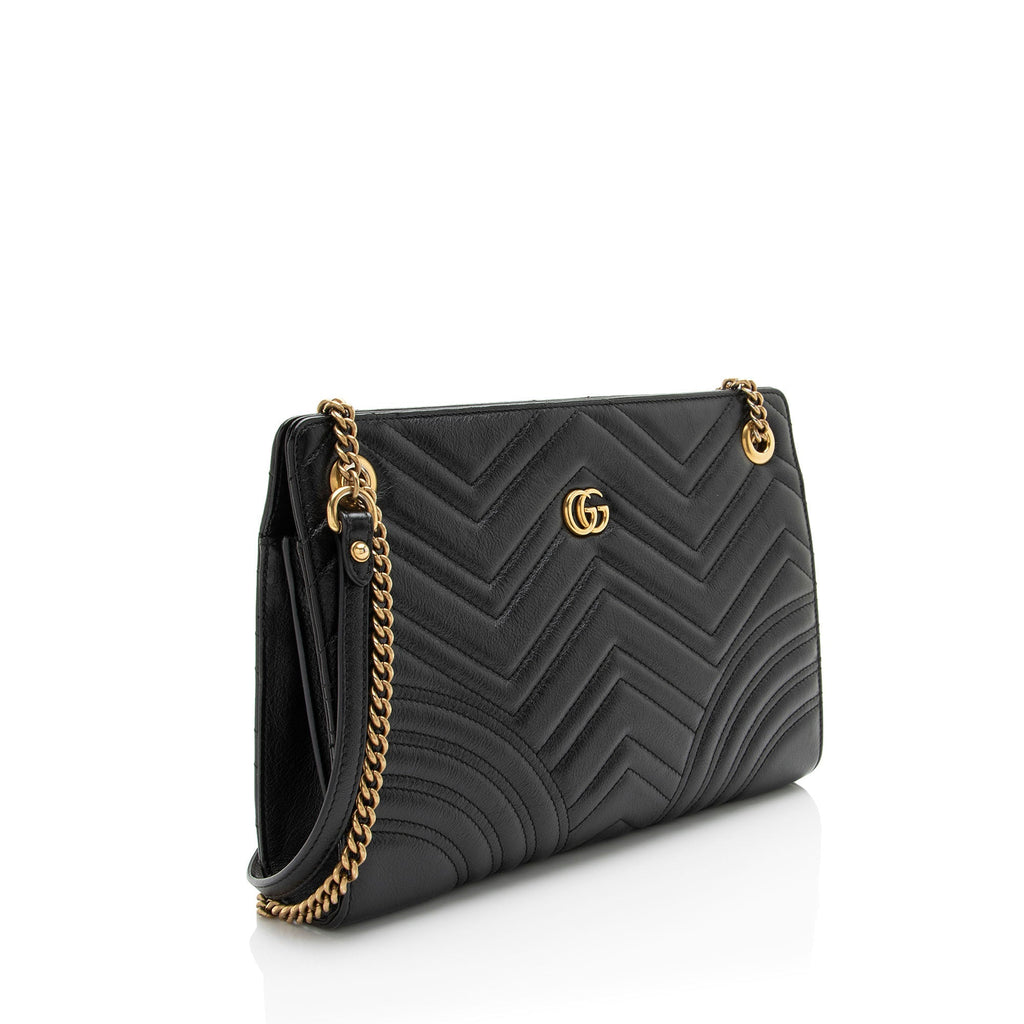 Gucci Matelasse Leather GG Marmont Medium Slim OpLB Shoulder Bag