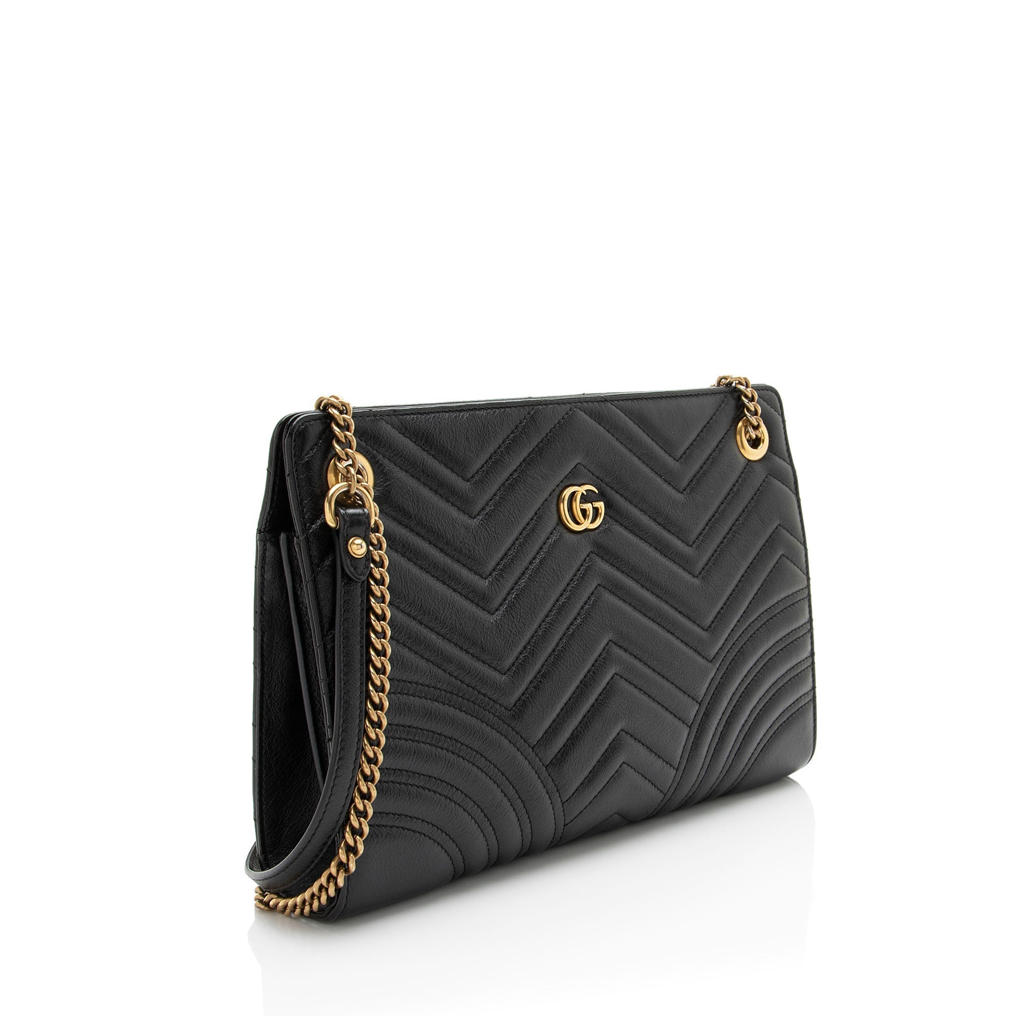 Gucci Matelasse Leather GG Marmont Medium Slim OpLB Shoulder Bag