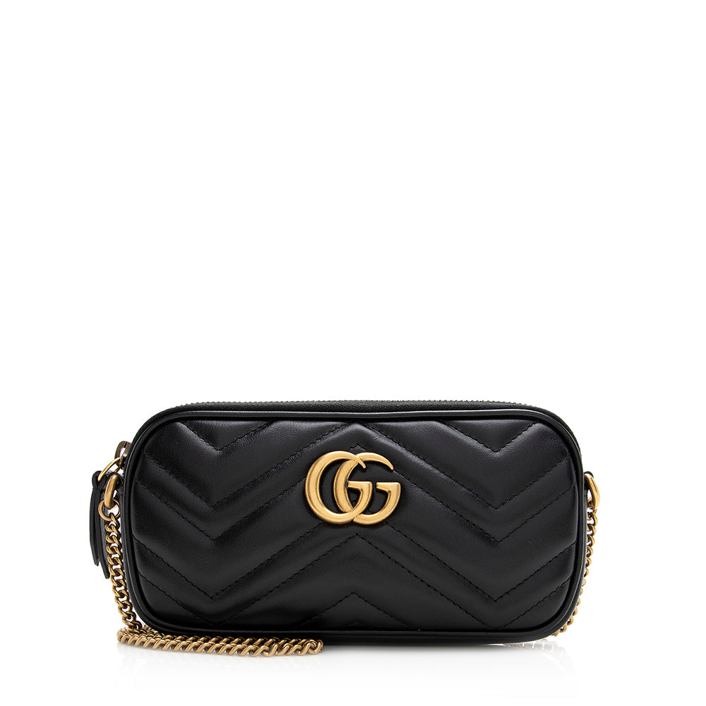 Gucci Matelasse Leather Gucci Marmont East West Mini Bag (SHF-21166)