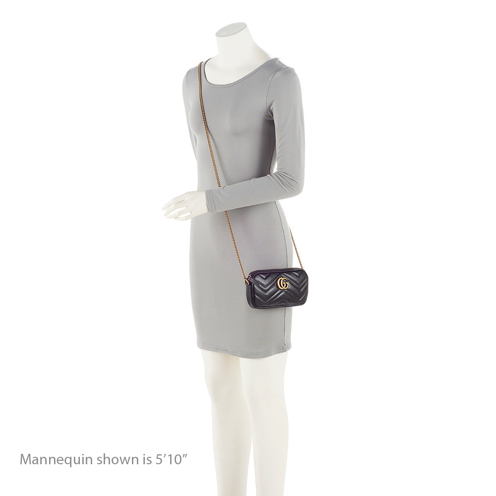 Gucci Matelasse Leather Gucci Marmont East West Mini Bag (SHF-21166)