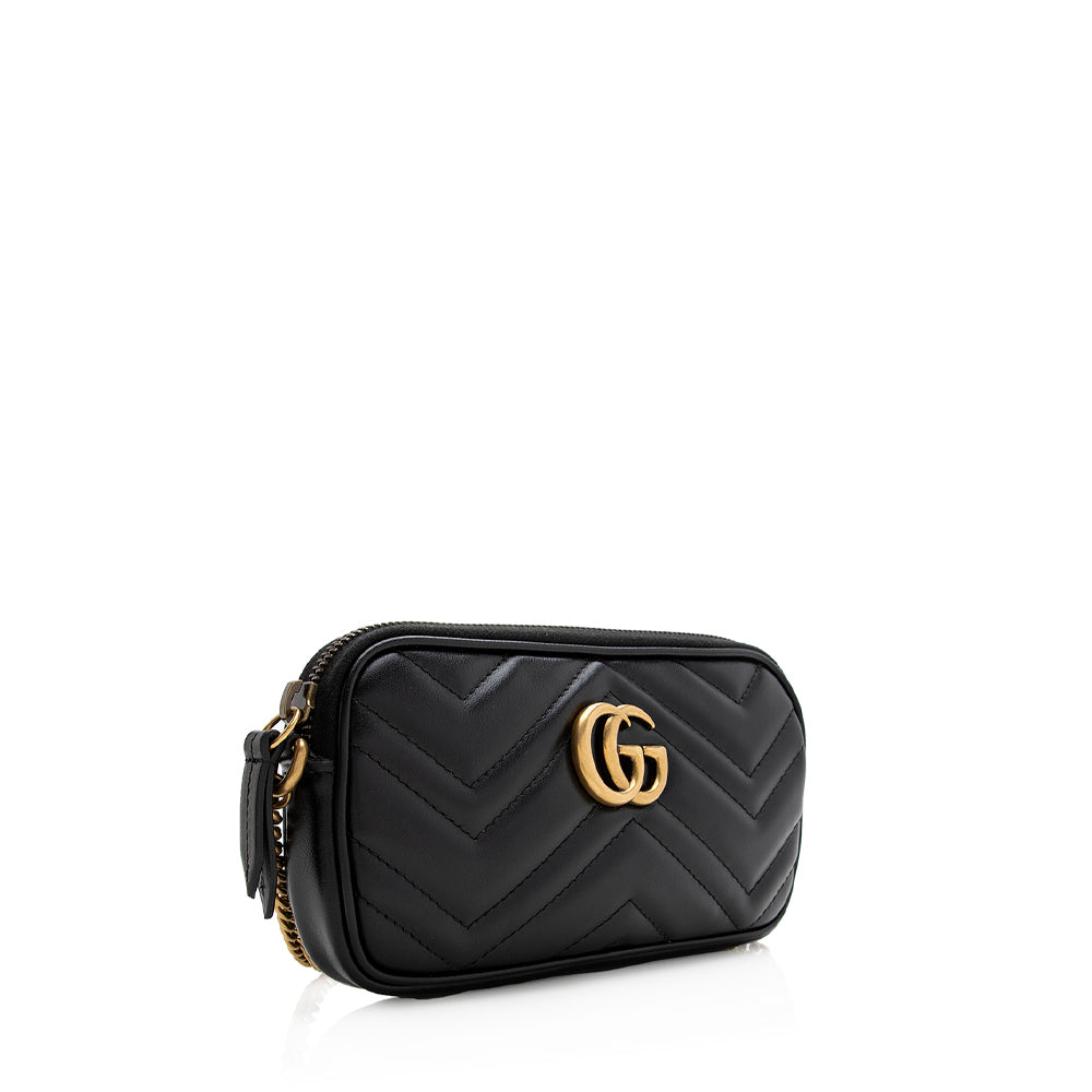 Gucci Matelasse Leather Gucci Marmont East West Mini Bag (SHF-21166)